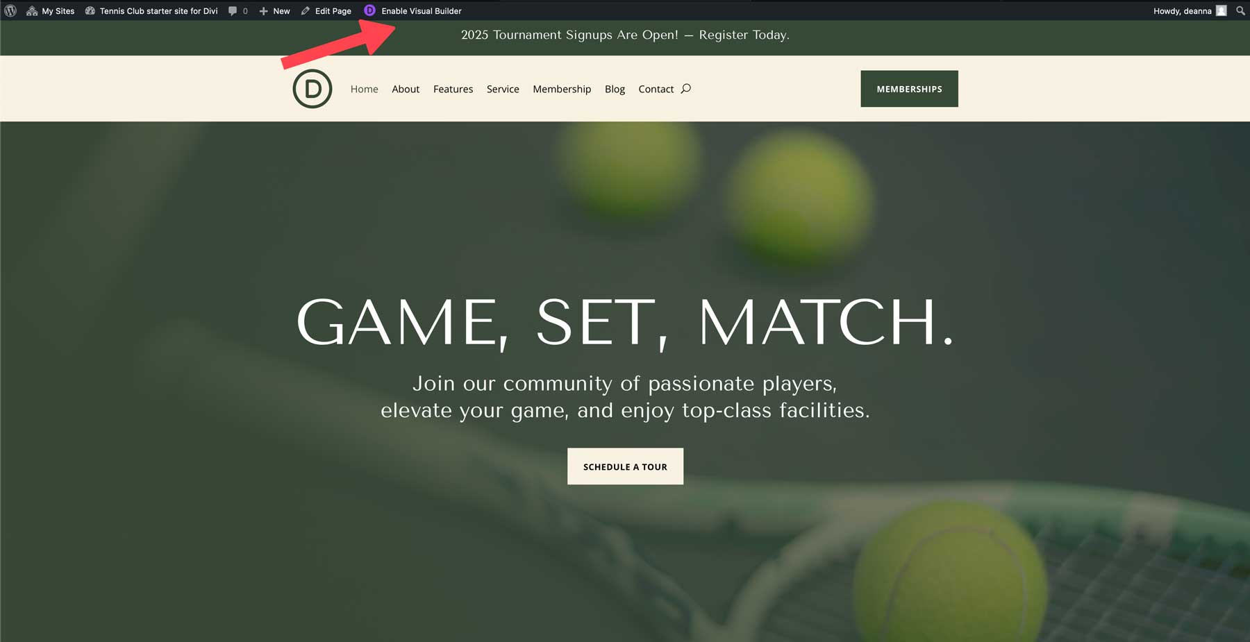 situs starter klub tenis untuk Divi