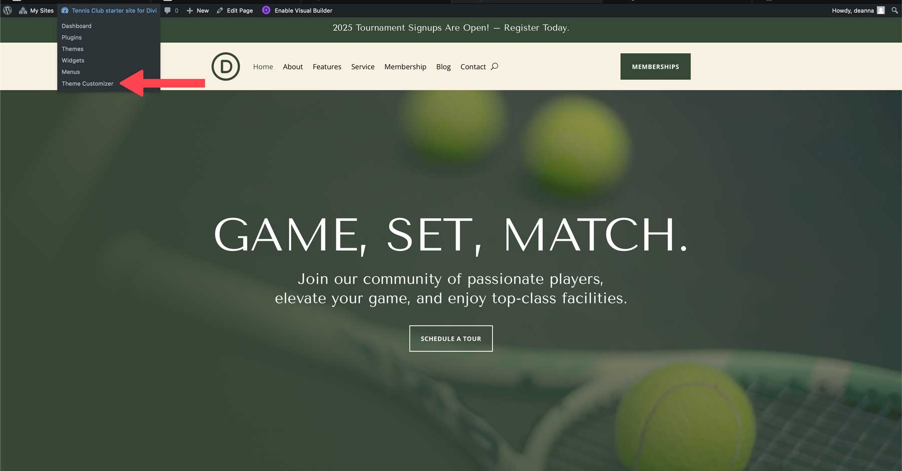 situs starter klub tenis untuk Divi