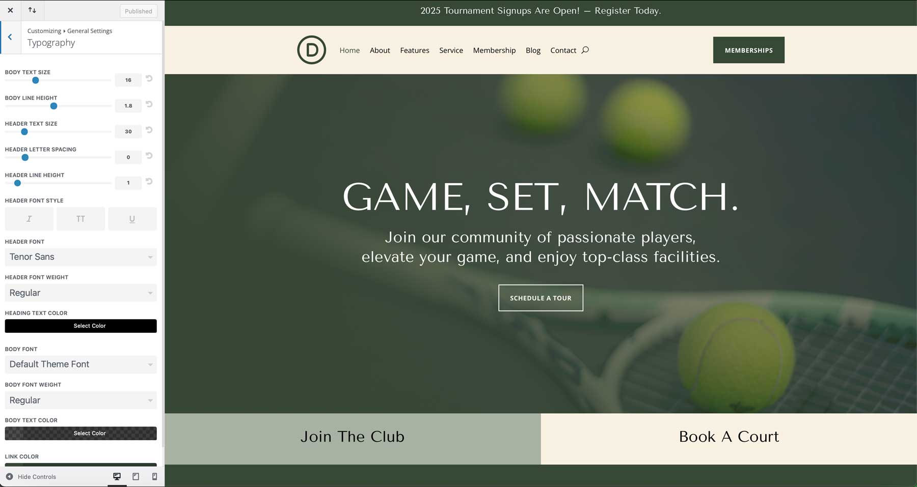 situs starter klub tenis untuk Divi