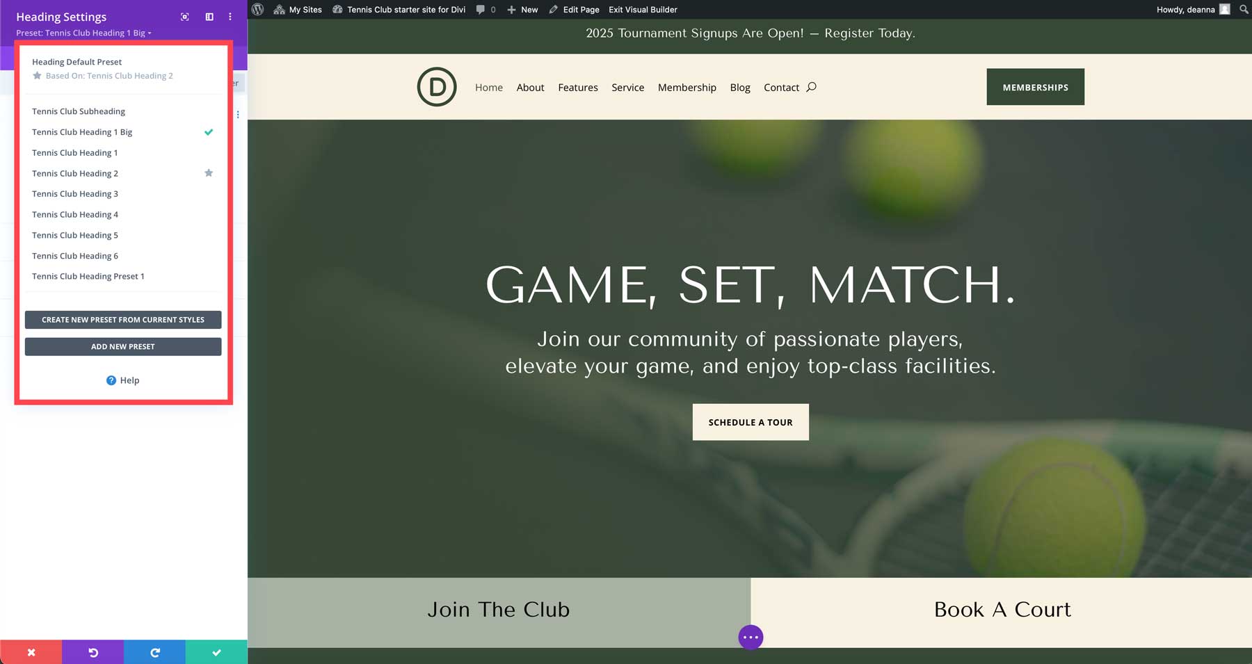 situs starter klub tenis untuk Divi