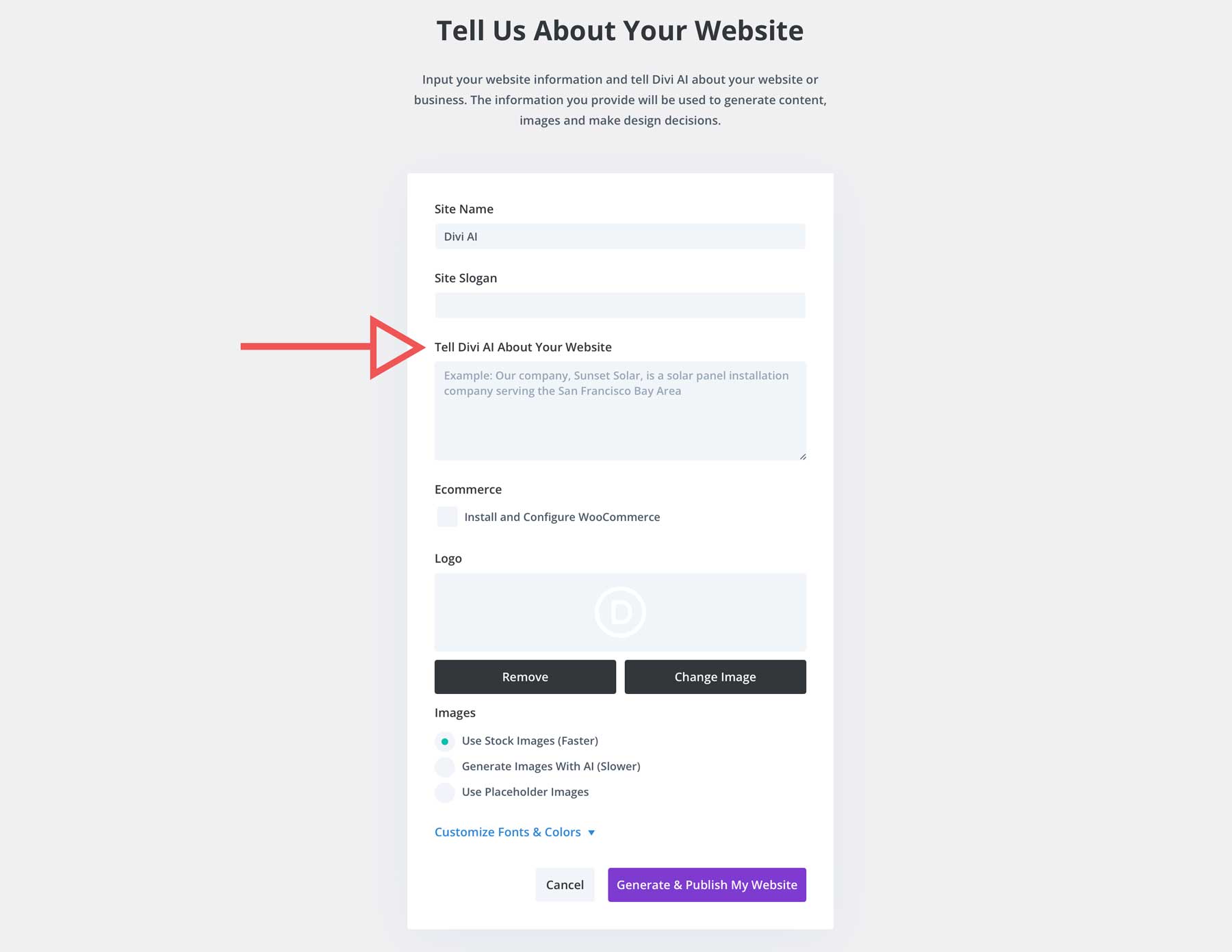 crear sitio web con Divi AI
