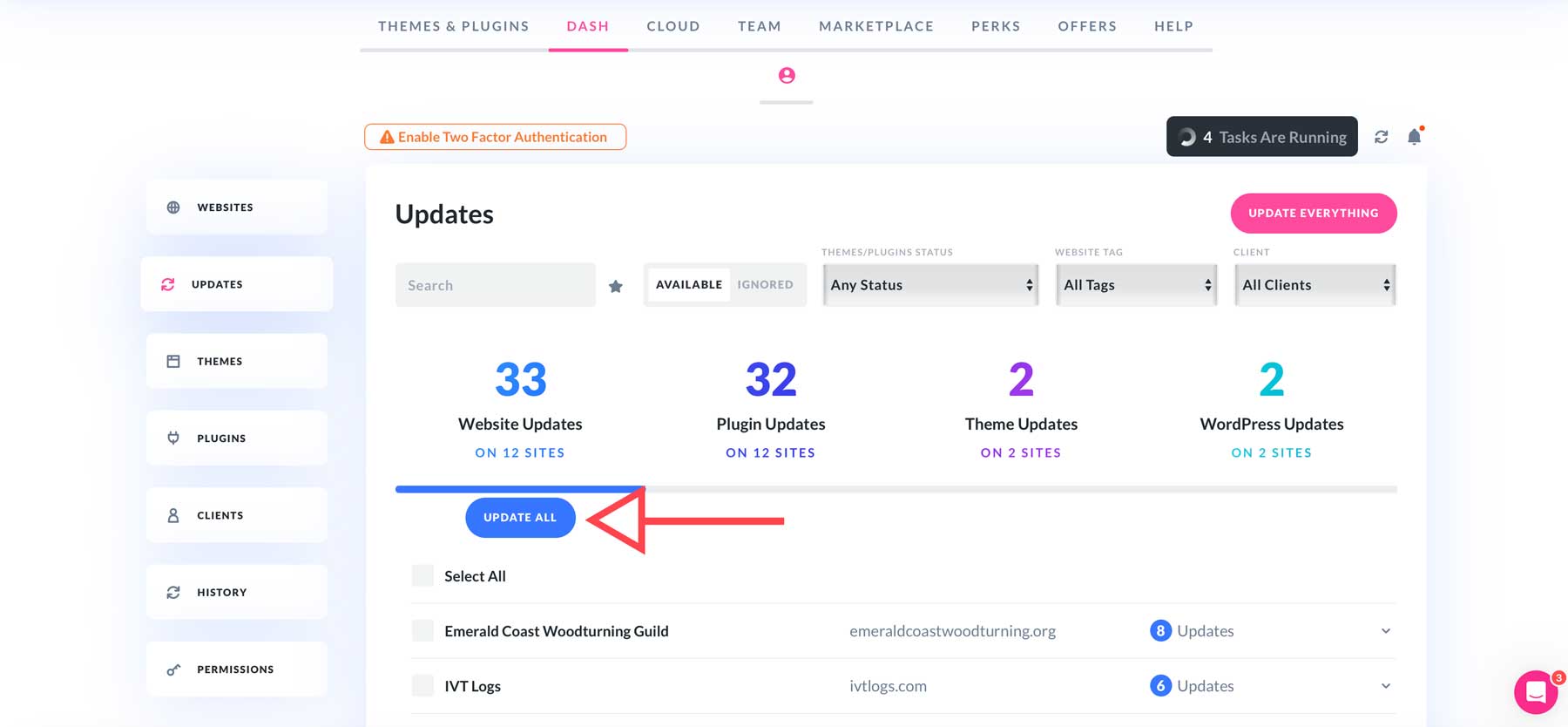 Actualizaciones del complemento Divi Dash