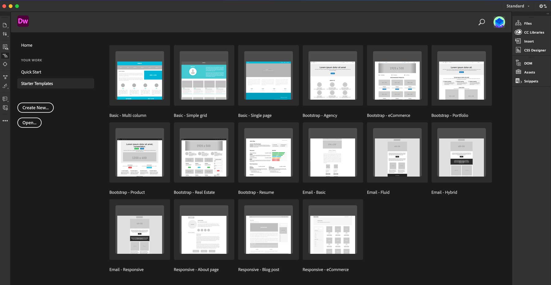 Szablony Adobe Dreamweaver
