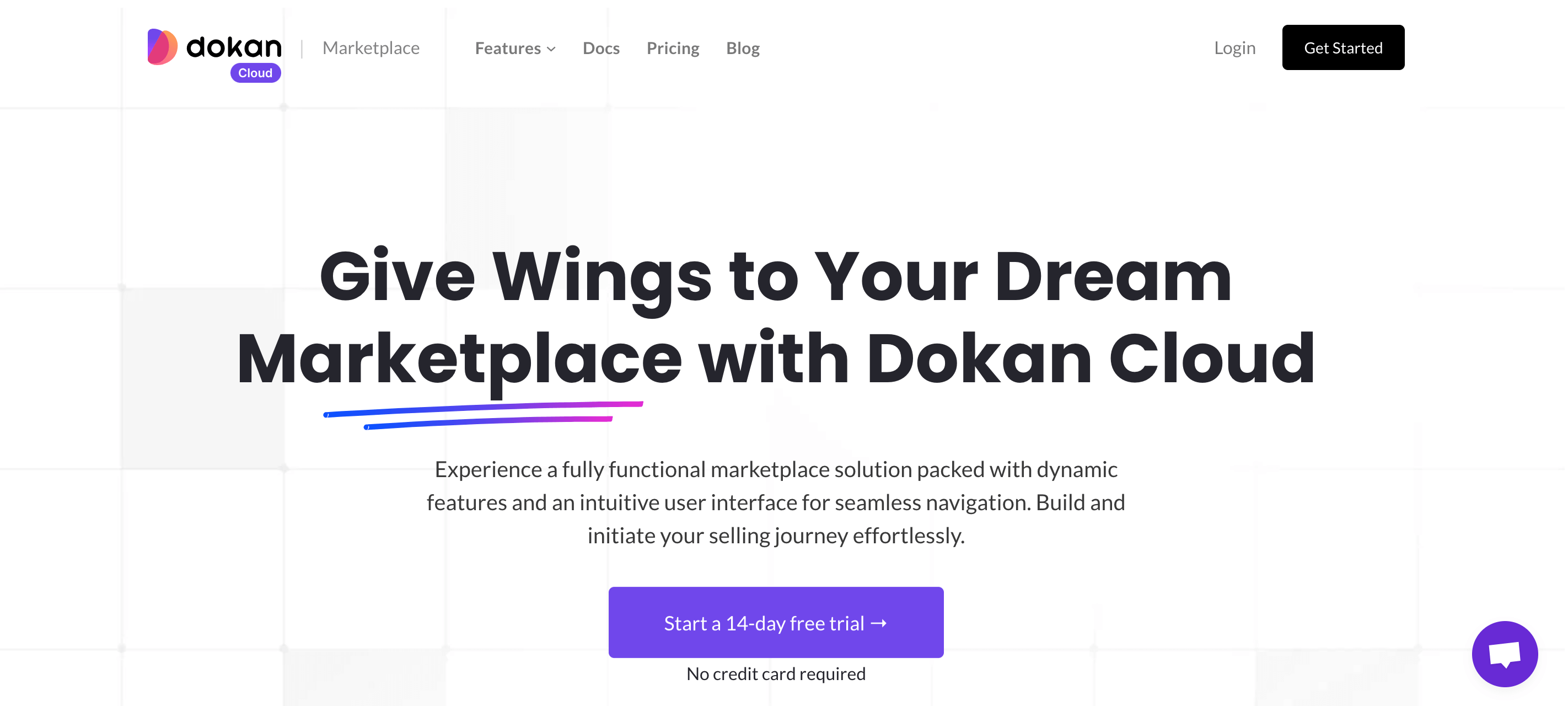 Cette image montre la page d'accueil du site Web de Dokan Cloud Marketplace