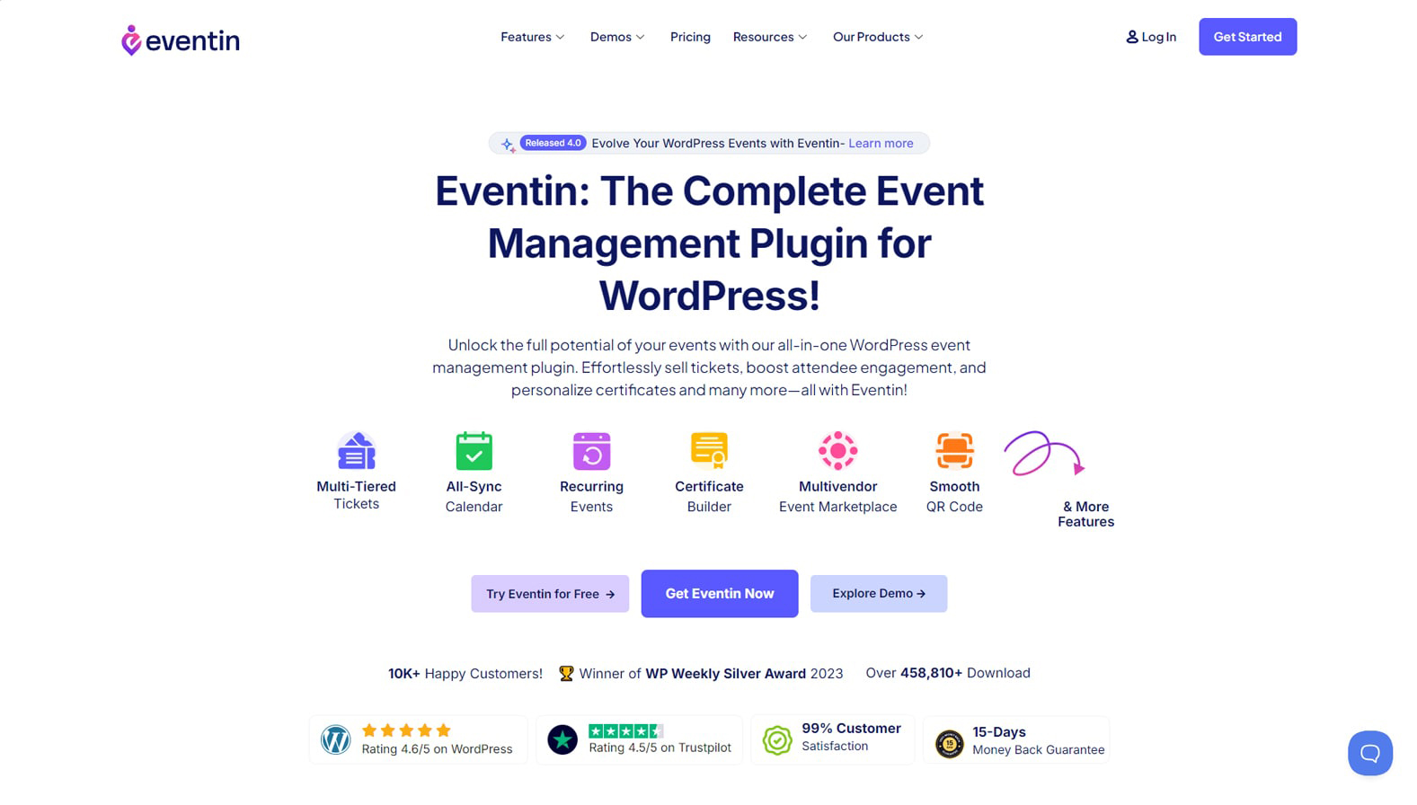 Illustration d'Eventin, l'un des meilleurs plugins de calendrier d'événements WordPress avec intégrations tierces.