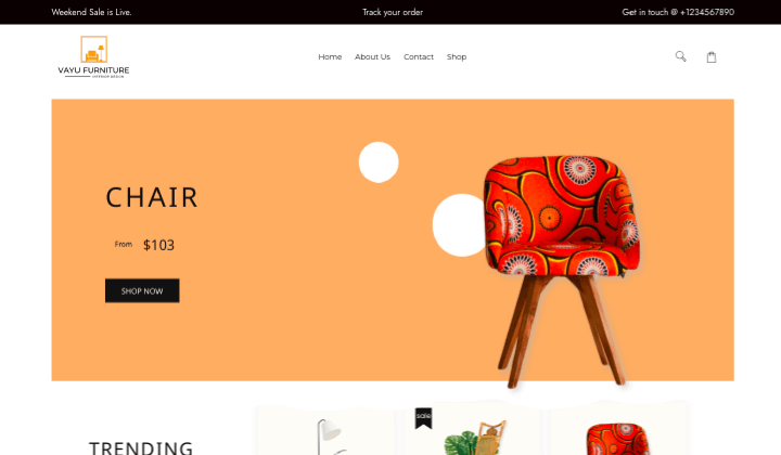 11 migliori temi di e-commerce per siti Web di piccole imprese 1 vayu furniture 8301