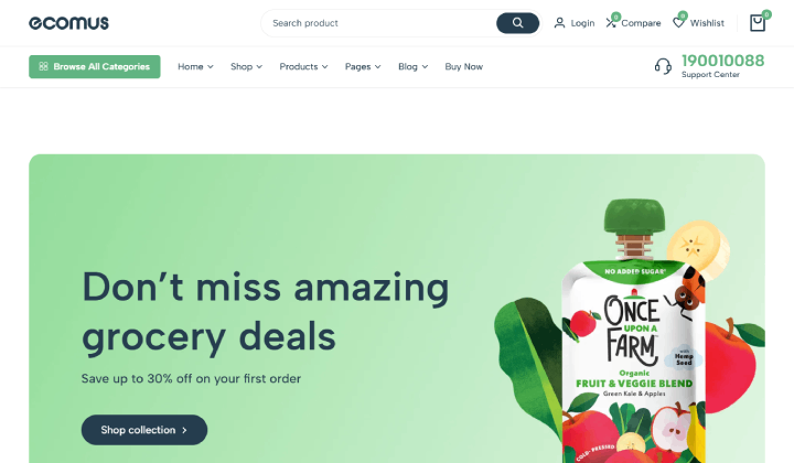 Las 13 mejores plantillas de sitios web como Flipkart 12 Ecomus