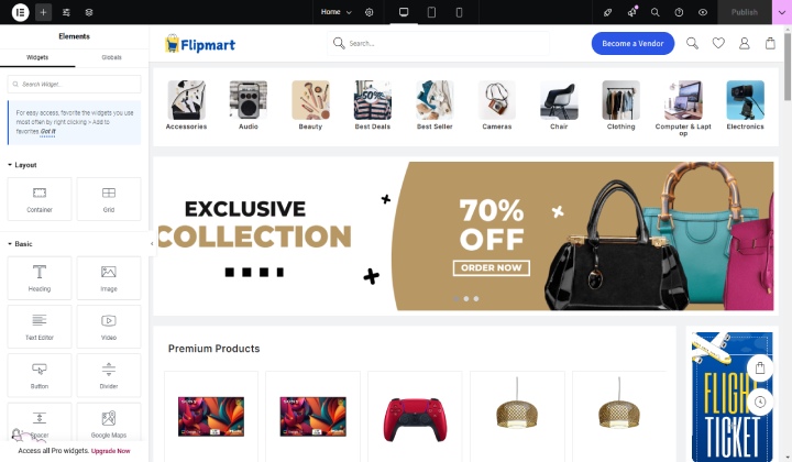 Come creare un sito web come Flipkart nel 2025 13 Flipmart Elementor