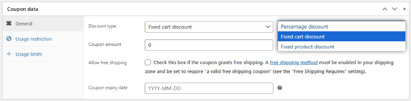 판매를 늘리기 위해 WooCommerce에서 할인을 생성하고 관리하는 방법 5 Coupon settings