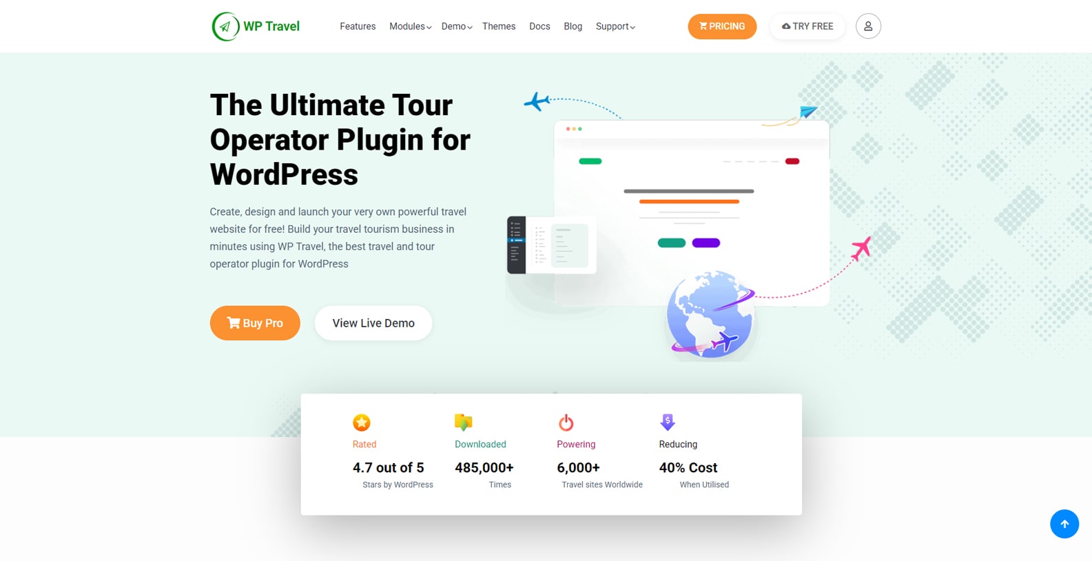 Immagine di WP Travel, un plugin WordPress per la prenotazione di viaggi con pacchetti turistici illimitati.