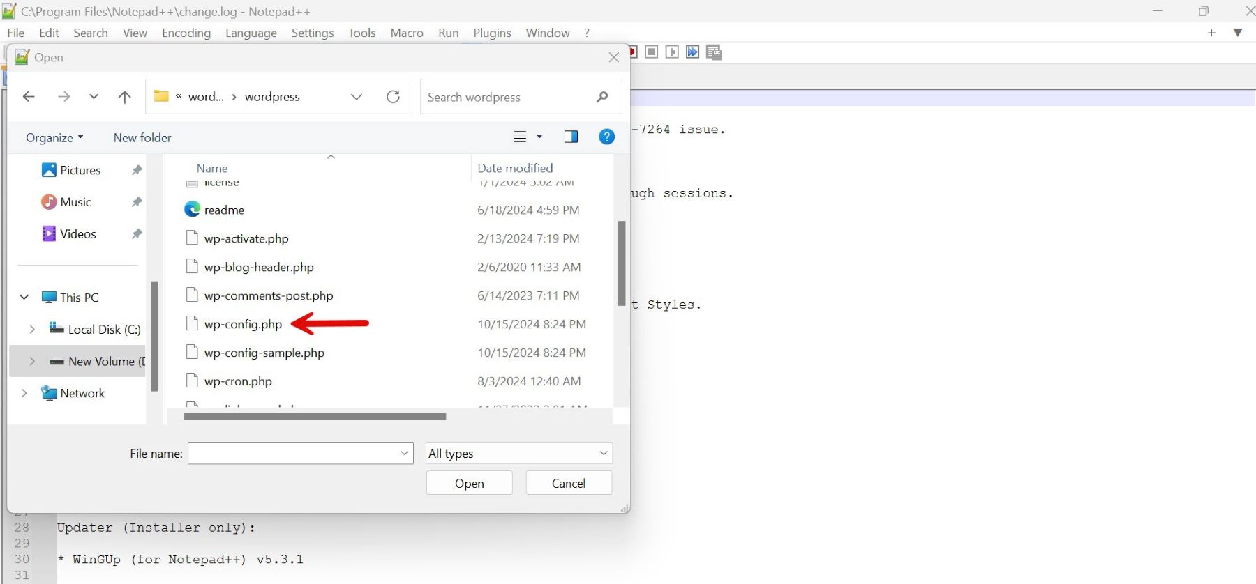 Suchen Sie wpconfig