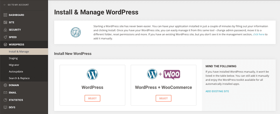 WordPress Siteground installieren und verwalten