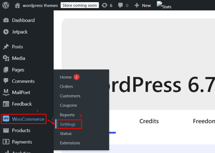 如何为 WooCommerce 上的产品添加免费送货 1 Wordpress dashboard