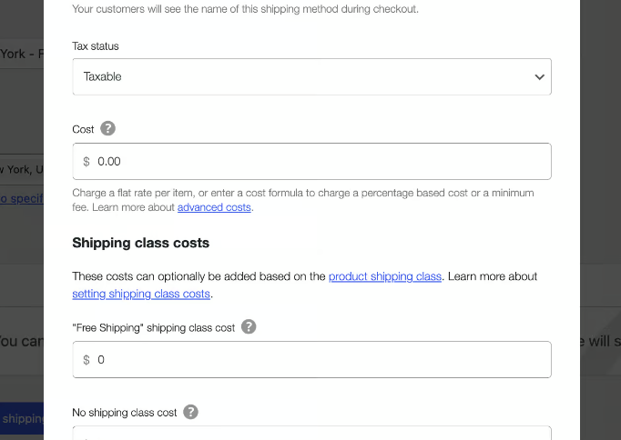 如何在 WooCommerce 9 上为产品添加免费送货 set up flat rate
