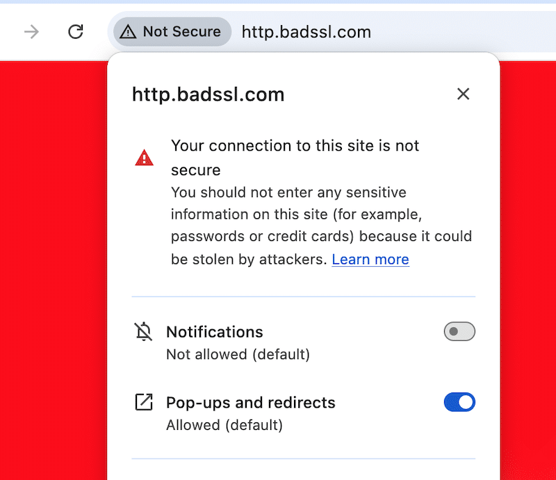 不安全連線範例 - 來源:badssl