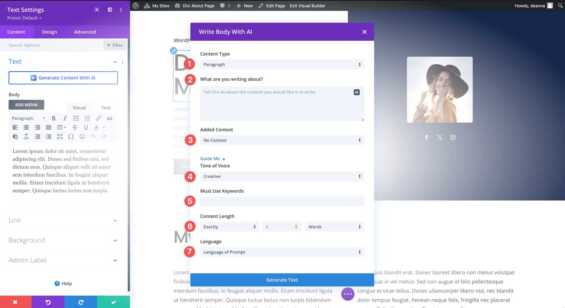 Divi AI选项