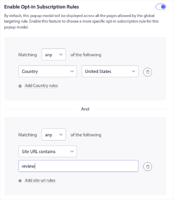 Ativar regras de assinatura de opt-in