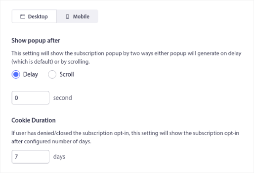 Opções de exibição modal pop -up
