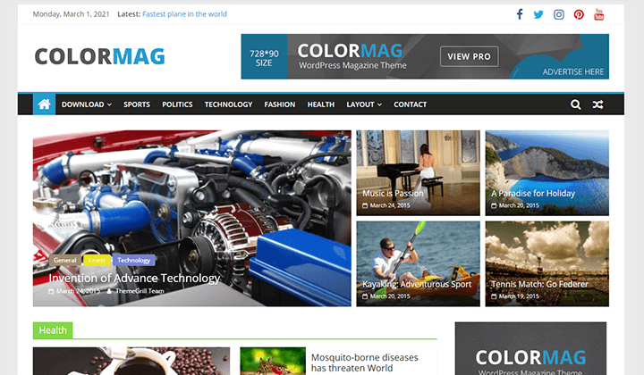 17+ ชุดบล็อก WordPress ฟรีที่ดีที่สุด 2025 (เร็วสุด) 16 colormag