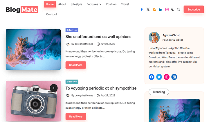 17+ ชุดรูปแบบ WordPress ฟรีที่ดีที่สุด 2025 (เร็วสุด) 22 blogmate 125