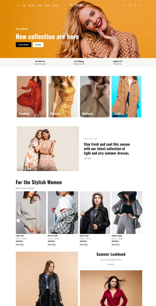 เทมเพลตเว็บไซต์ใหม่สำหรับเสื้อผ้า (ติดตั้งหนึ่งคลิก) 1 Clothing Home Page