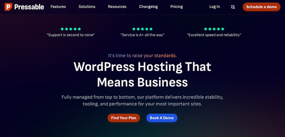 หน้าแรกที่กดได้พร้อมข้อความ "โฮสติ้ง WordPress นั่นหมายถึงธุรกิจ"