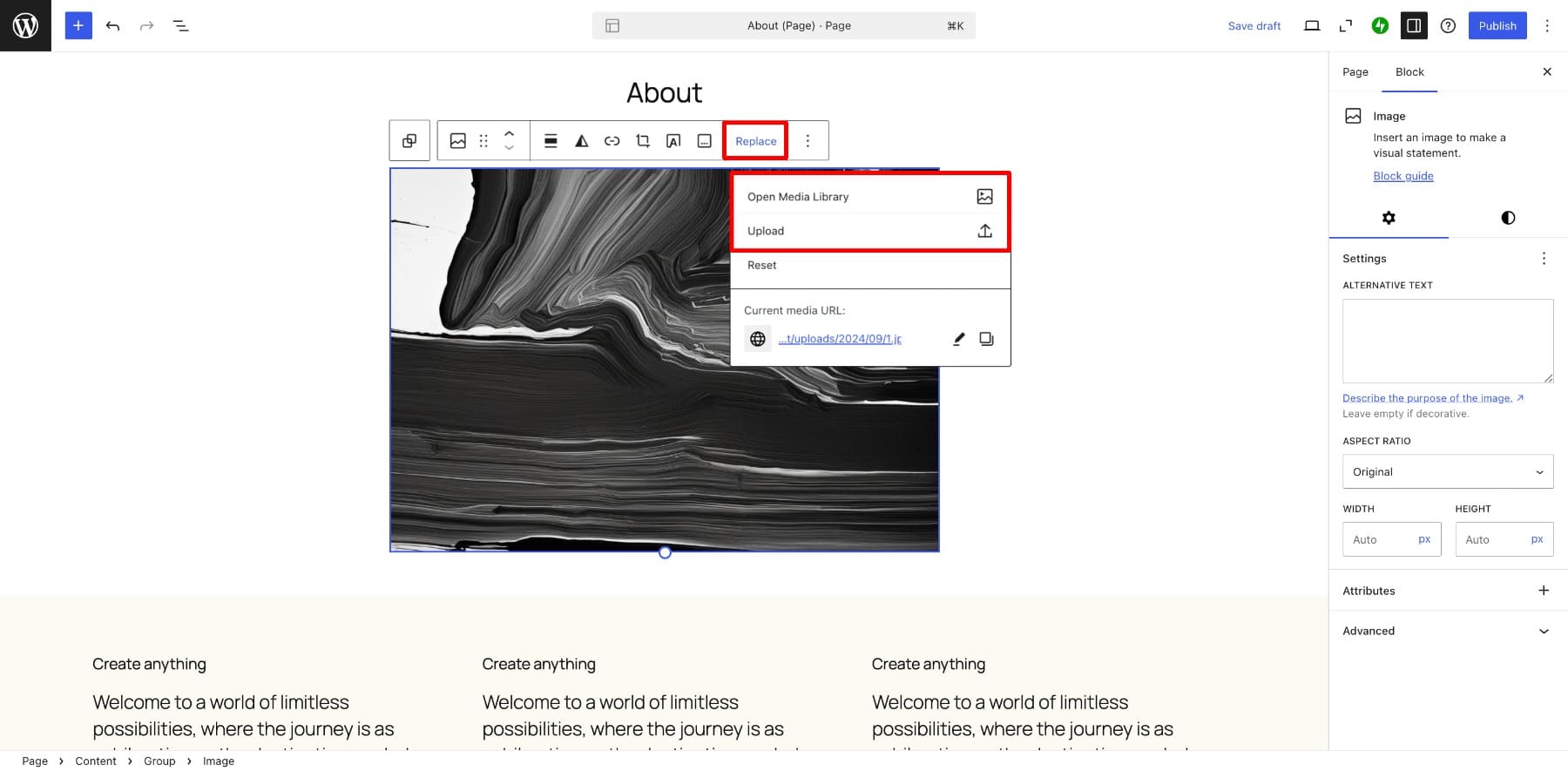 تحميل الصورة في WordPress