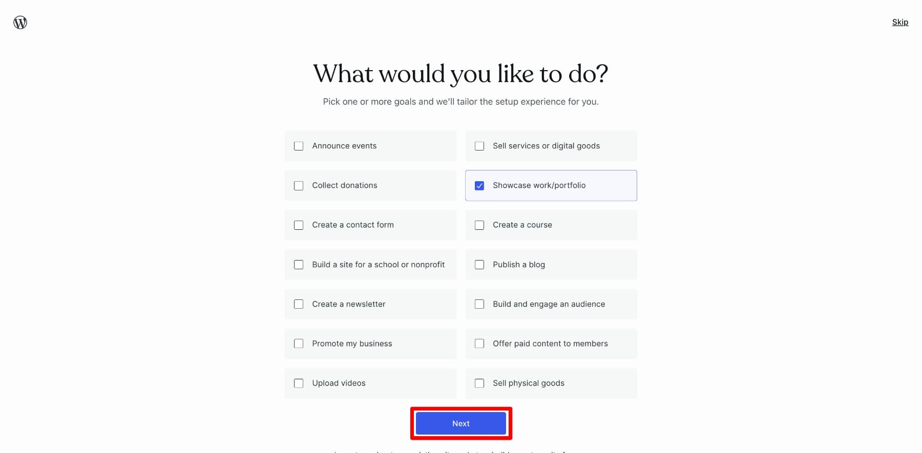 اختر الغرض من موقعك