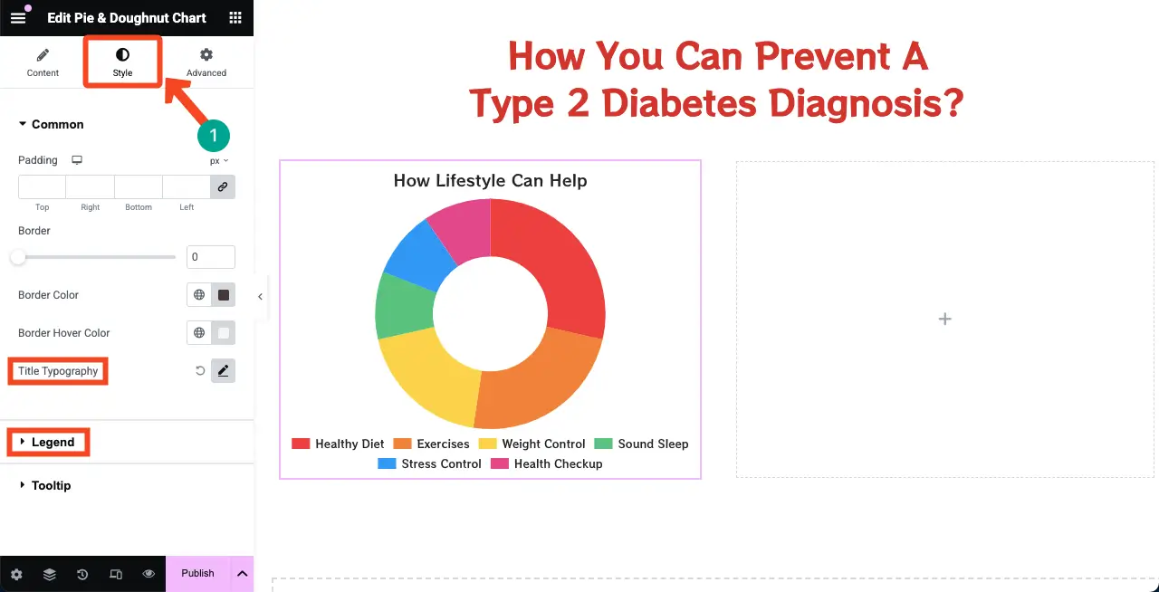 Elementor 31과 함께 인포 그래픽 웹 페이지를 만드는 방법 Stylize the pie chart widget