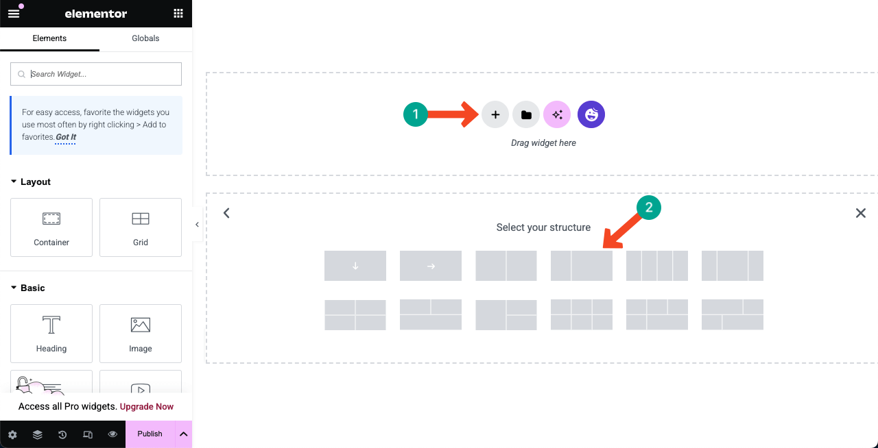 Elementor 2와 함께 인포 그래픽 웹 페이지를 만드는 방법 Create Columns for Placing Widgets