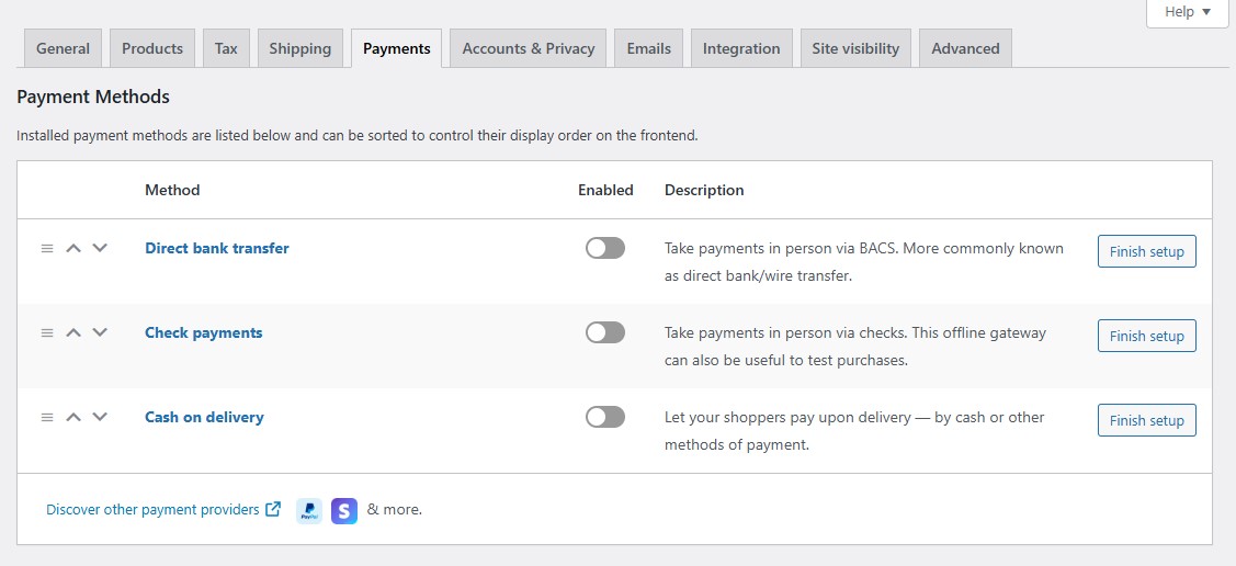 Opcje płatności WooCommerce