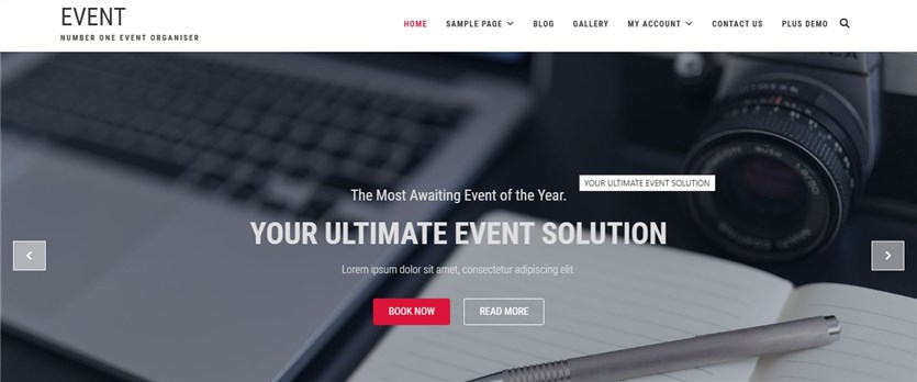 Tangkapan layar dari tema acara gratis untuk WordPress.
