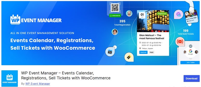 Tangkapan layar dari halaman resmi WP Event Manager.