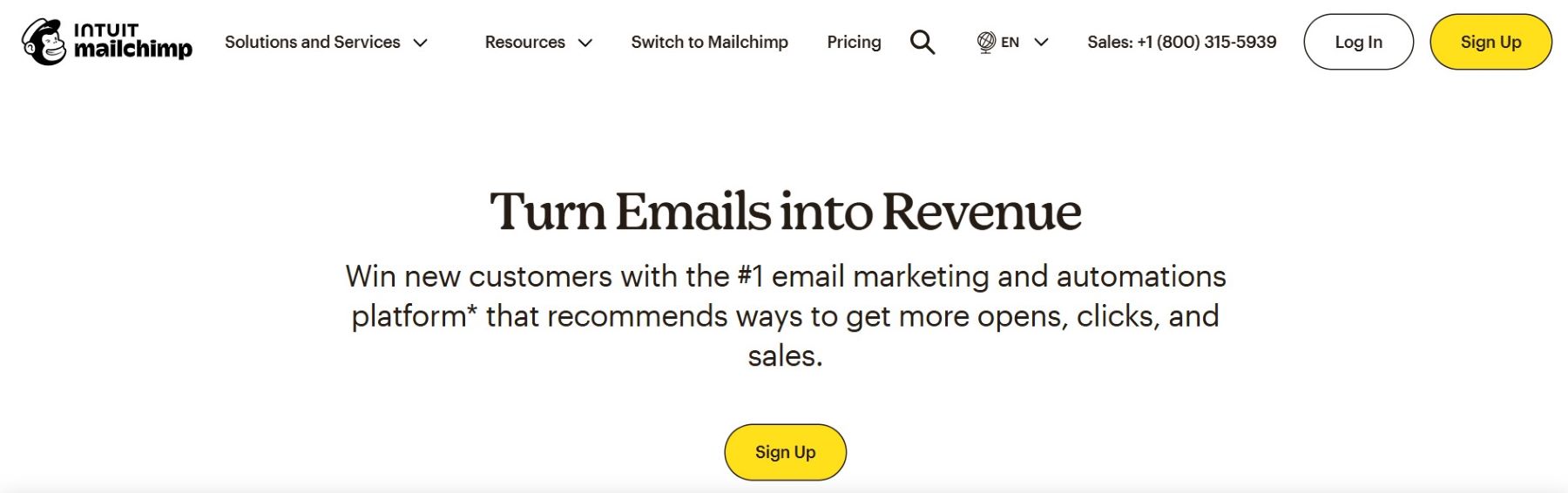MailChimp Homepage فبراير 2025