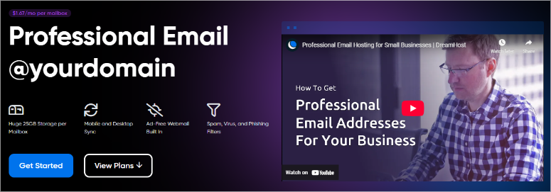 Dreamhost -Profesional -Email - ISITWP - Detektor Tema WordPress Gratis dreamhost professional email