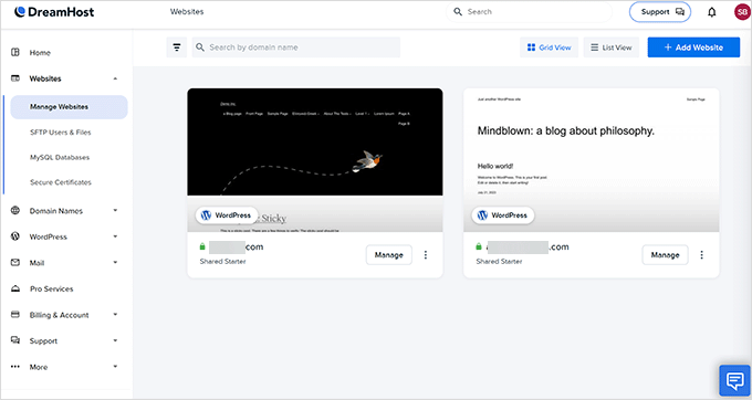 DreamHost -Dashboard - ISITWP - Detektor Tema WordPress Gratis dreamhost dashboard