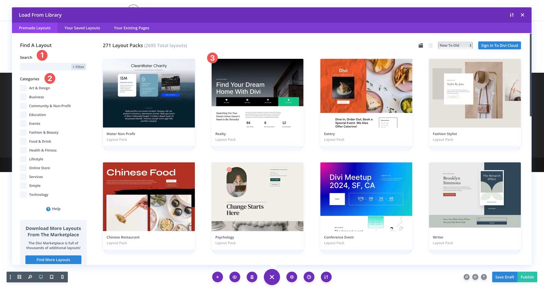 حزم تخطيط Divi