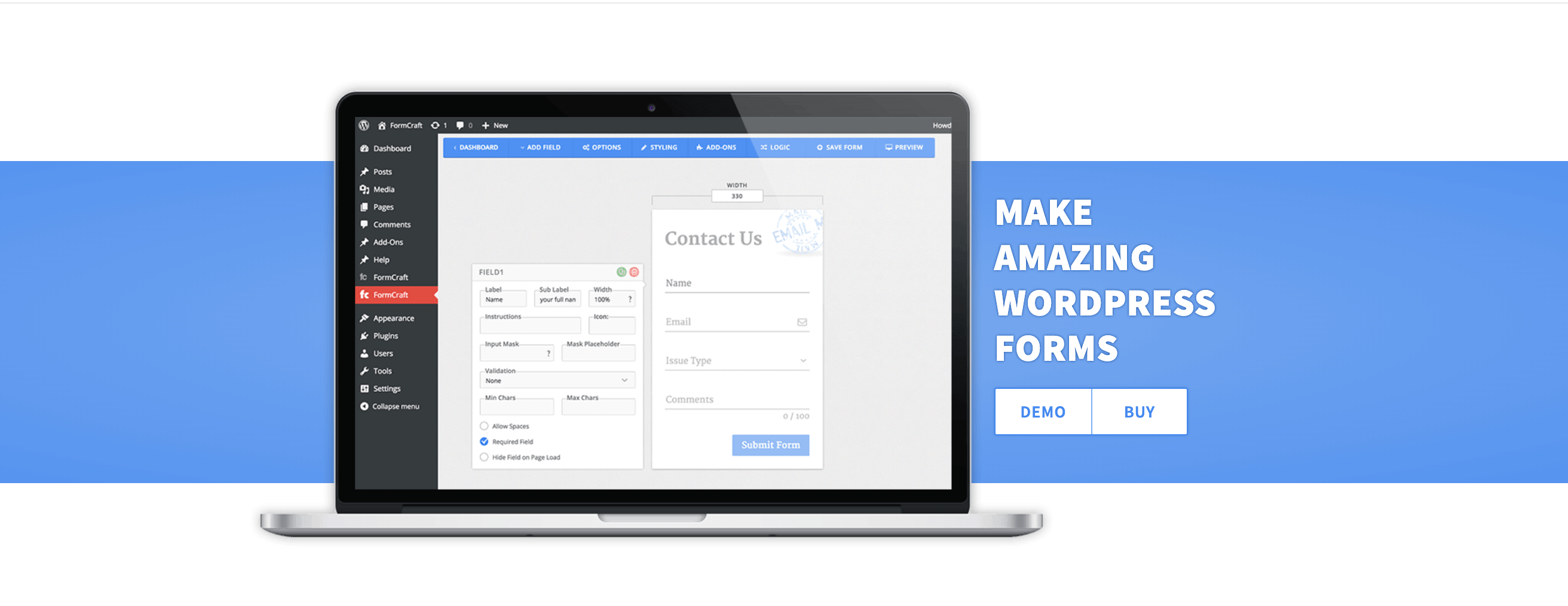 Dies ist ein Screenshot des Form Craft -Plugins