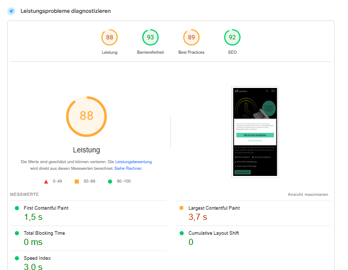 PageSpeed Insights النتيجة من المحمول - المصدر
