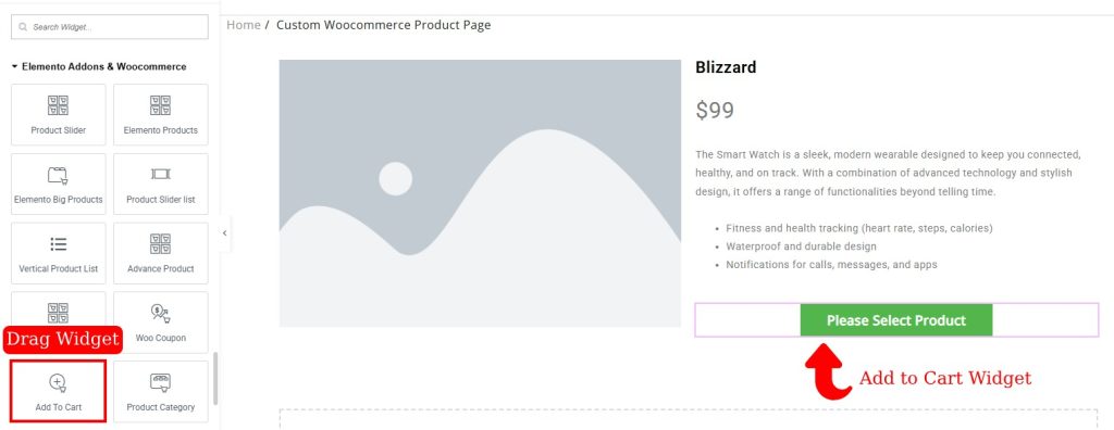 كيفية إنشاء صفحات منتجات WooCommerce المخصصة باستخدام Elementor 15 Elemento Addons Add to Cart