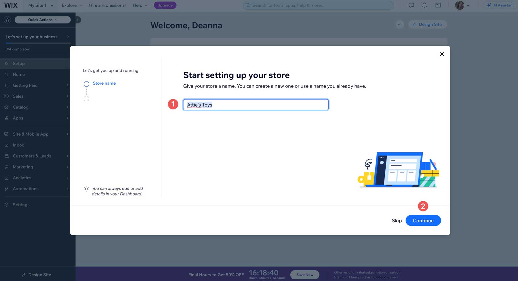 قم بإعداد موقع WIX الخاص بك
