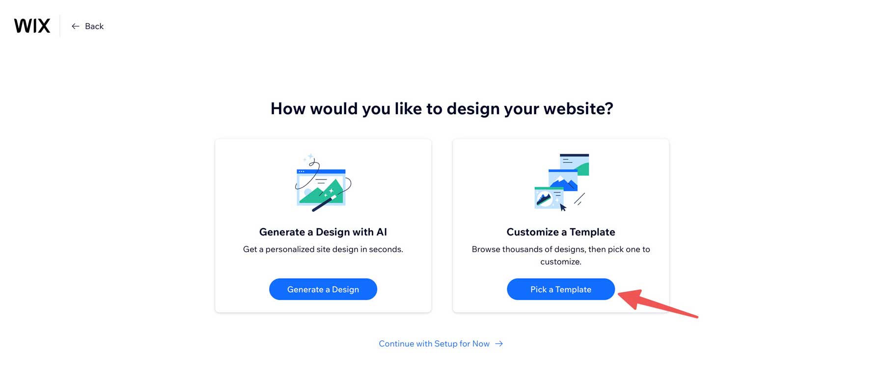اختر قالب WIX