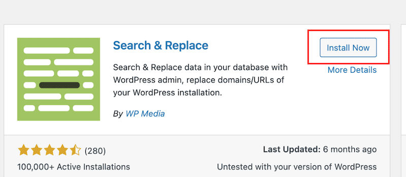 Menginstal Plugin Pencarian & Ganti - Sumber: Admin WordPress saya