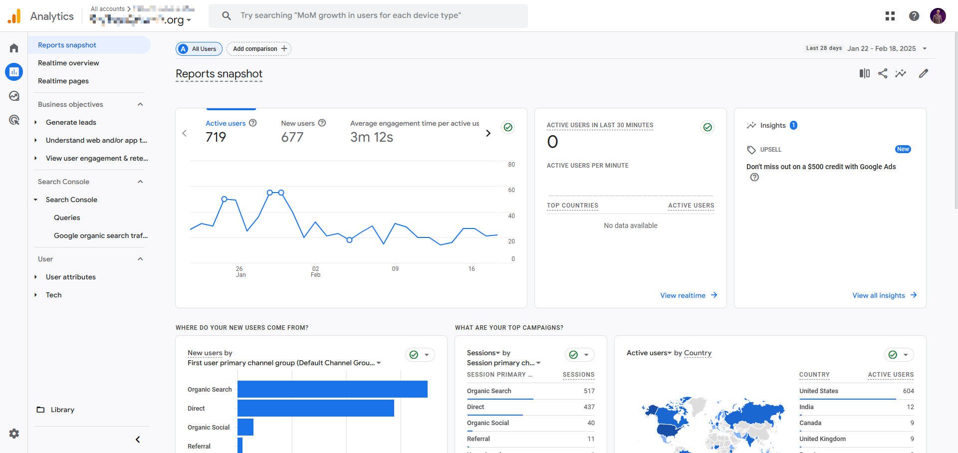 Google Analytics Reports Snapshot com dados ao vivo