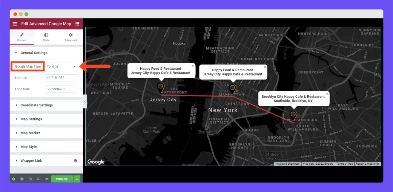 Cara meningkatkan SEO lokal dengan Google Maps 13 Add a Polyline to the Google Map