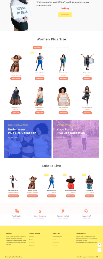 Artı boyutu dükkanı için yeni web sitesi şablonu (tek tıklamalı kurulum) 2 Plus size shop