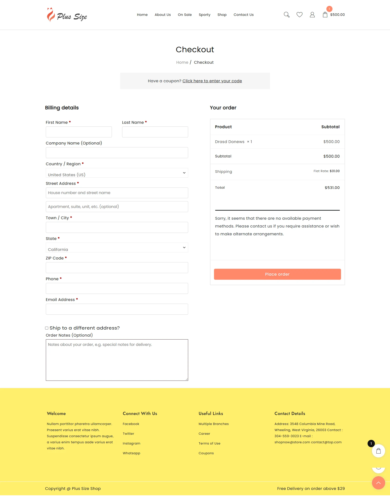 Artı boyutu dükkanı için yeni web sitesi şablonu (tek tıklamalı kurulum) 6 Plus Size Checkout