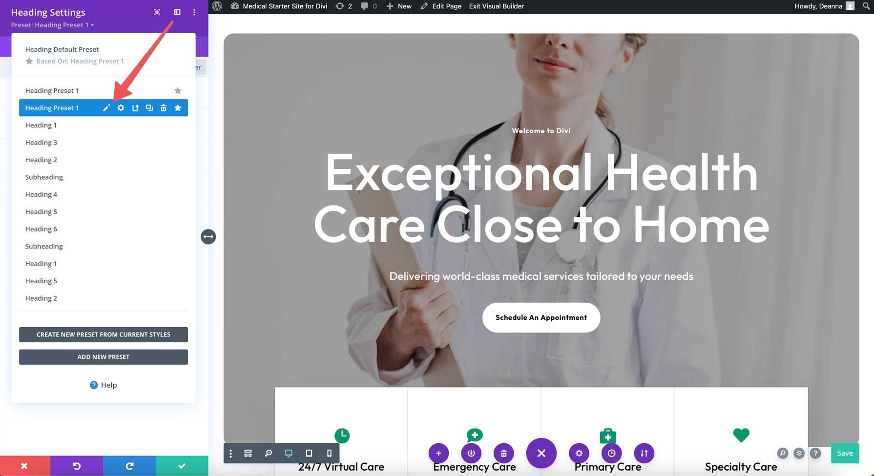 Situs Starter Medis untuk Divi