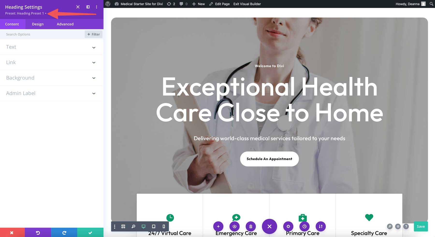 Situs Starter Medis untuk Divi