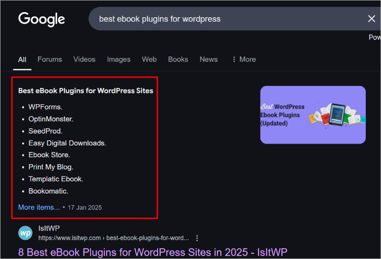 ตัวอย่างของลิสต์-ลิสต์-สแนปเปิ้ล-ISITWP-เครื่องตรวจจับธีม WordPress ฟรี example of list featured snippet